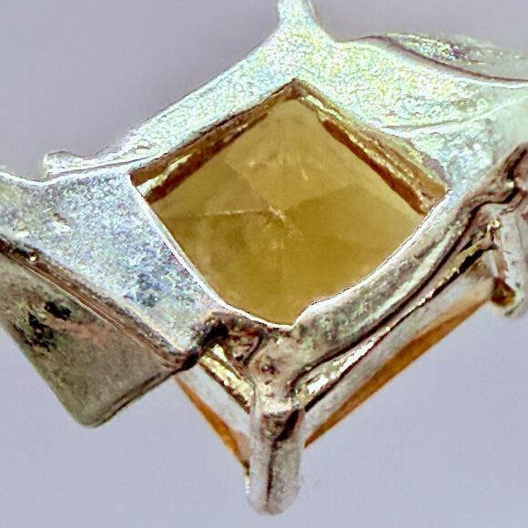 Vintage Sterling Silver 925 Ring Orange Stone Cocktail Statement Sz 5 Retro - Picture 5 of 15